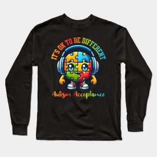 It's ok to be diffrent Autism Awareness Acceptance Headphones Teacher Kids Long Sleeve T-Shirt